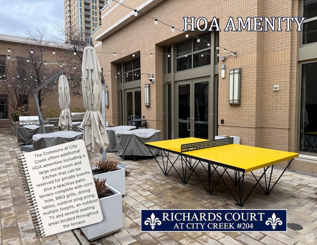 55 W S Temple Unit 204, Salt Lake City, UT 84101 - view of patio / terrace featuring a grill and french doors