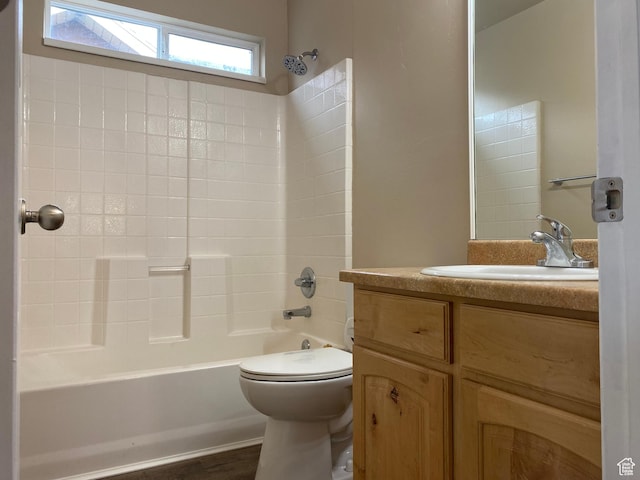 1036 N Darcy Dr W, North Salt Lake, UT 84054 - full bathroom with hardwood / wood-style floors, vanity, shower / bath combination, and toilet
