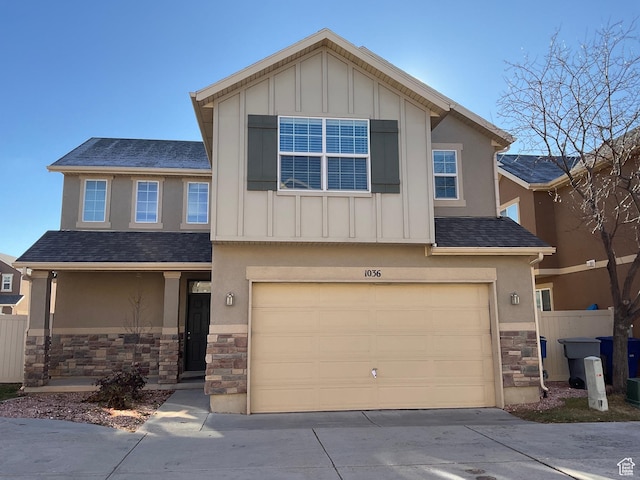 view of front of house with a garage