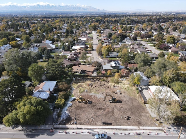 drone / aerial view with a mountain view
