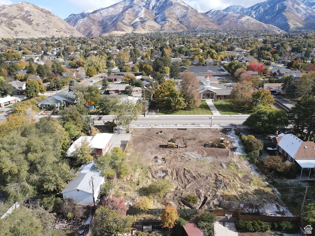 drone / aerial view with a mountain view