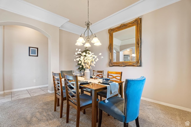 2371 E 2830 S, St George, UT 84790 - carpeted dining area with ornamental molding and a notable chandelier