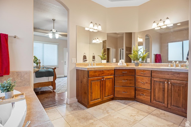 2371 E 2830 S, St George, UT 84790 - bathroom featuring tile patterned floors, vanity, and ceiling fan