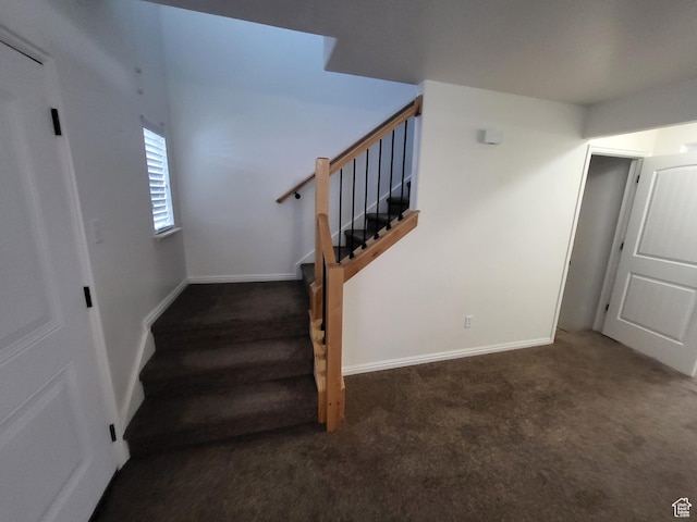 3318 E Quarter Mile Dr, Eagle Mountain, UT 84005 - staircase featuring carpet flooring and baseboards
