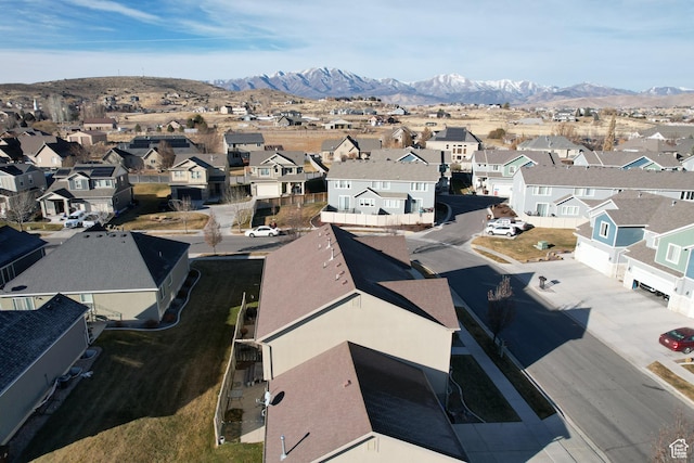 3318 E Quarter Mile Dr, Eagle Mountain, UT 84005 - birds eye view of property featuring a mountain view and a residential view