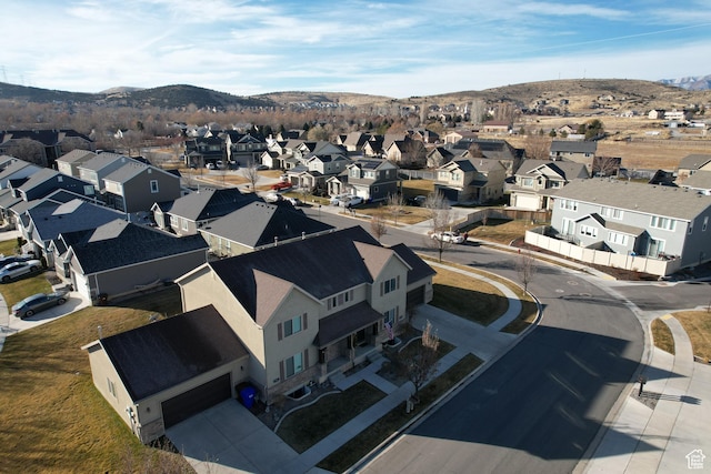 3318 E Quarter Mile Dr, Eagle Mountain, UT 84005 - birds eye view of property with a residential view and a mountain view
