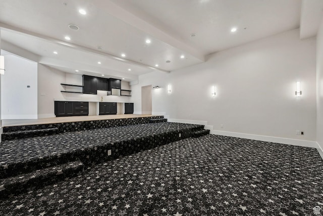 3097 E Corral Peak Cir Unit 145, Heber City, UT 84032 - home theater with recessed lighting, carpet, baseboards, and beam ceiling
