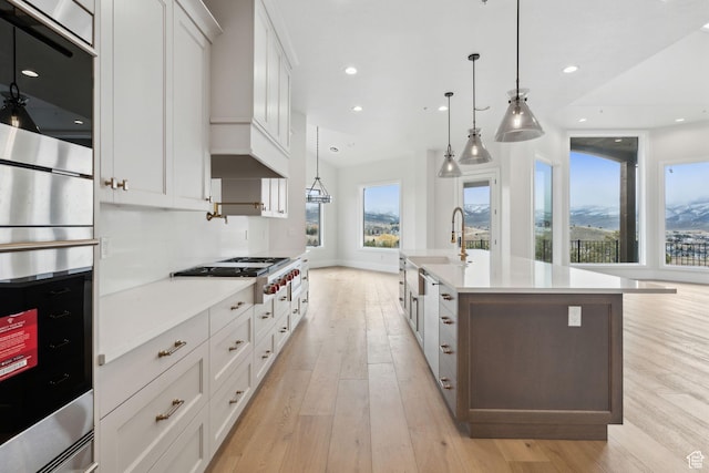 3097 E Corral Peak Cir Unit 145, Heber City, UT 84032 - kitchen with recessed lighting, light countertops, appliances with stainless steel finishes, and light wood-style floors