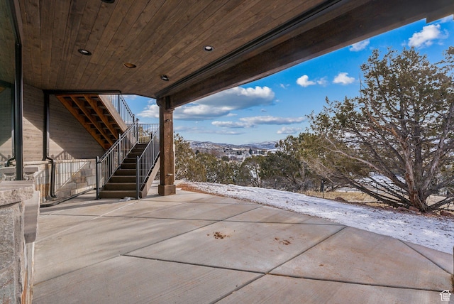 3097 E Corral Peak Cir Unit 145, Heber City, UT 84032 - view of patio / terrace featuring stairway and a mountain view