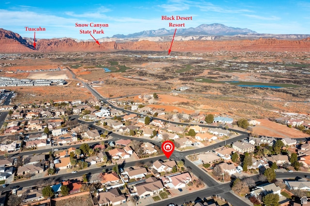 3423 Red Butte Dr, Santa Clara, UT 84765 - birds eye view of property featuring a residential view and a mountain view