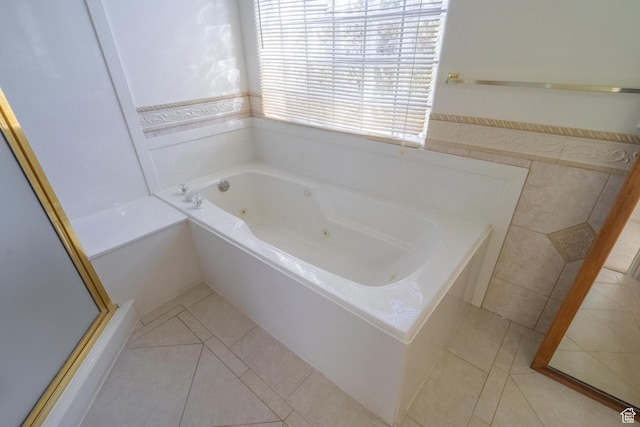 3423 Red Butte Dr, Santa Clara, UT 84765 - full bath with tile walls, wainscoting, a whirlpool tub, and tile patterned flooring