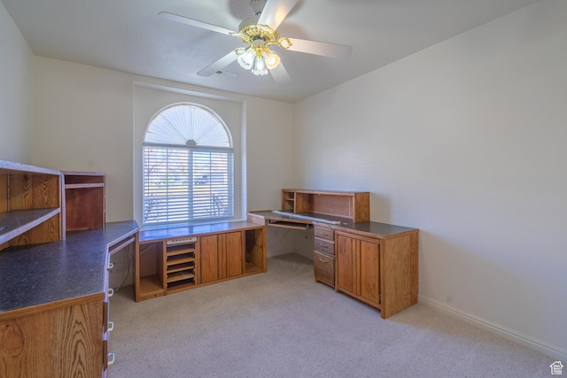 3423 Red Butte Dr, Santa Clara, UT 84765 - office space featuring baseboards, light colored carpet, and a ceiling fan