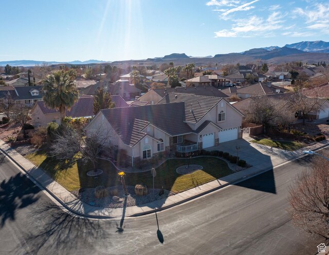 3423 Red Butte Dr, Santa Clara, UT 84765 - birds eye view of property featuring a mountain view and a residential view