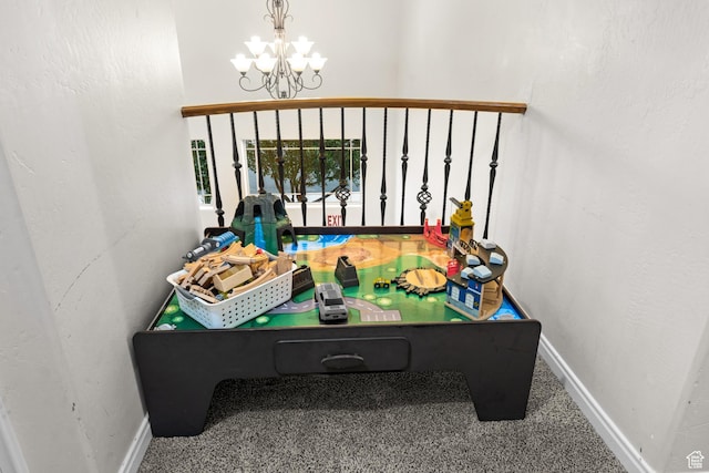 2468 S Dorothy St, Hurricane, UT 84737 - interior space featuring carpet flooring and a notable chandelier