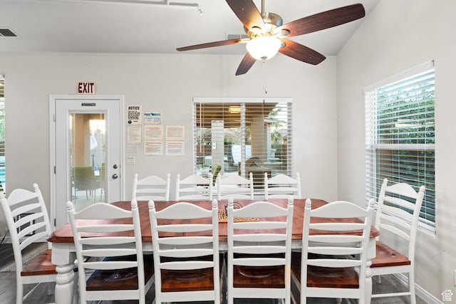 2468 S Dorothy St, Hurricane, UT 84737 - dining area with plenty of natural light, lofted ceiling, and ceiling fan