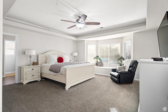 2468 S Dorothy St, Hurricane, UT 84737 - carpeted bedroom featuring a raised ceiling and ceiling fan