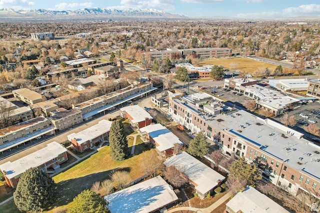 drone / aerial view with a mountain view