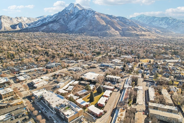 birds eye view of property featuring a mountain view