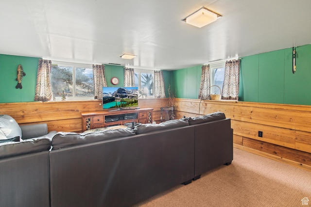 110 N 400 E, Glenwood, UT 84730 - carpeted living area featuring wood walls