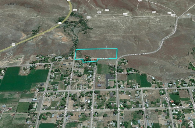 110 N 400 E, Glenwood, UT 84730 - aerial view of property's location with property parcel outlined