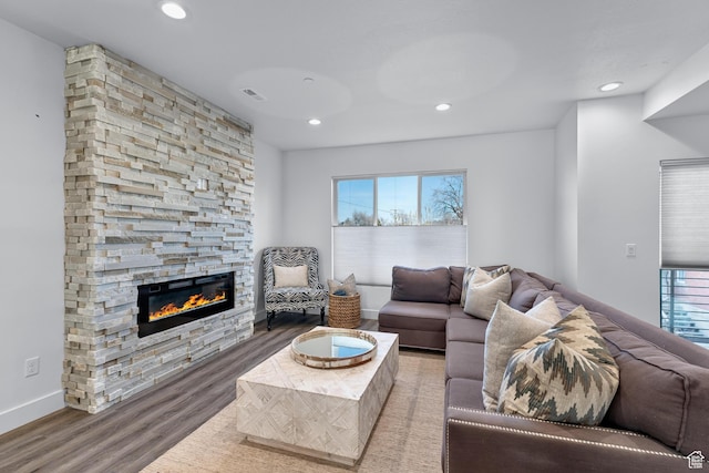 1618 S Main St Unit 3, Salt Lake City, UT 84115 - living room featuring hardwood / wood-style flooring and a fireplace