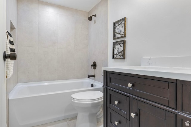 1578 E Delaware Ln S, Holladay, UT 84117 - full bathroom with tiled shower / bath, tile patterned floors, vanity, and toilet