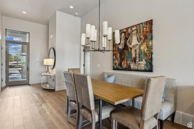 6242 Double Deer Loop, Park City, UT 84098 - dining space featuring a chandelier, wood finished floors, baseboards, and recessed lighting