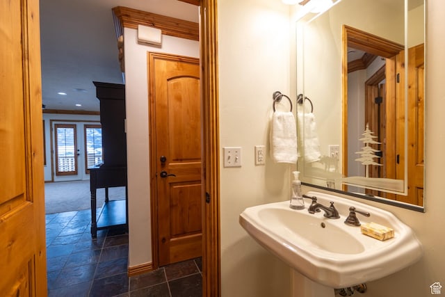5063 E Lakeview Dr Unit 1009, Eden, UT 84310 - bathroom featuring sink, french doors, and ornamental molding