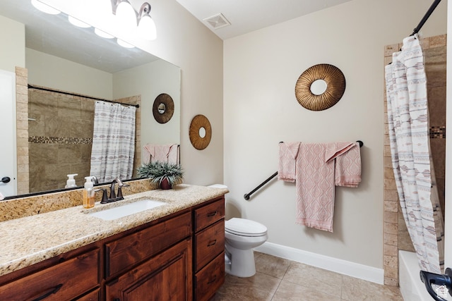 437 N Northstar Dr, St George, UT 84770 - full bathroom with shower / bath combination with curtain, vanity, toilet, and tile patterned flooring