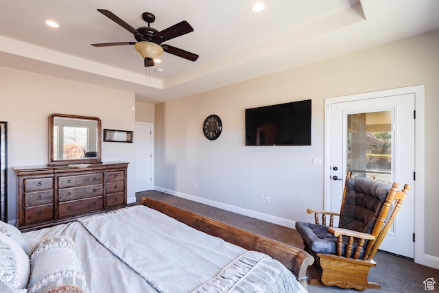 437 N Northstar Dr, St George, UT 84770 - carpeted bedroom with ceiling fan and a raised ceiling