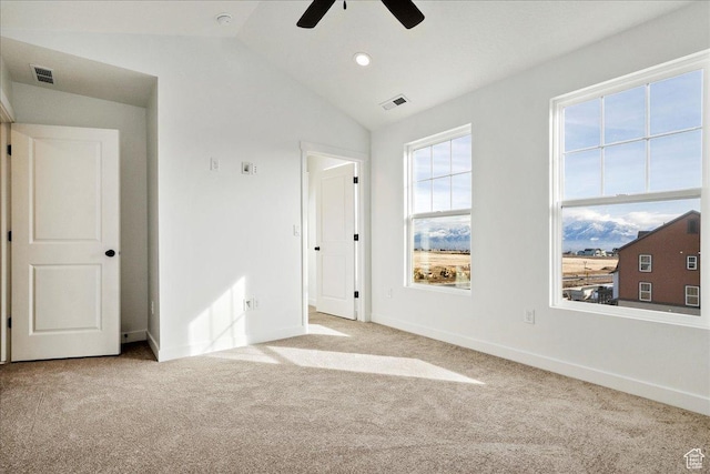 7029 W S Jordan Pkwy Unit 380, South Jordan, UT 84009 - unfurnished bedroom with carpet flooring, lofted ceiling, baseboards, a ceiling fan, and recessed lighting