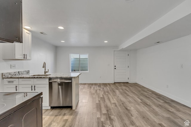 1153 W 1425th Dr N, Lehi, UT 84043 - kitchen featuring white cabinets, light stone countertops, dishwasher, and sink