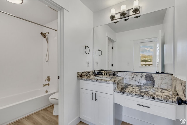 1153 W 1425th Dr N, Lehi, UT 84043 - full bathroom with toilet, vanity, shower / bath combination, and wood-type flooring