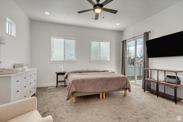 1153 W 1425th Dr N, Lehi, UT 84043 - bedroom featuring access to outside, ceiling fan, and light carpet