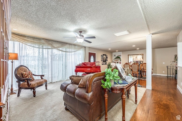 395 W 400 N Unit 39, Bountiful, UT 84010 - living room with a ceiling fan, a textured ceiling, and wood finished floors