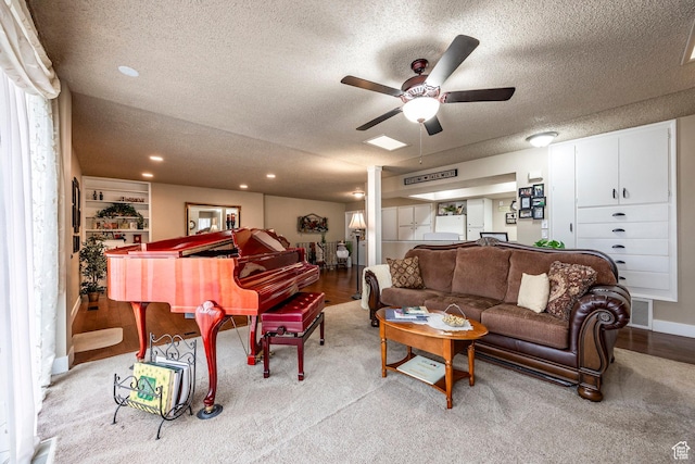 395 W 400 N Unit 39, Bountiful, UT 84010 - carpeted living area featuring ceiling fan, recessed lighting, a textured ceiling, and visible vents