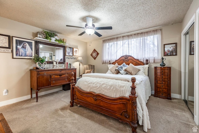 395 W 400 N Unit 39, Bountiful, UT 84010 - bedroom with baseboards, carpet, a textured ceiling, and a ceiling fan