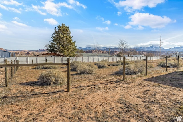 view of yard with a mountain view and a rural view