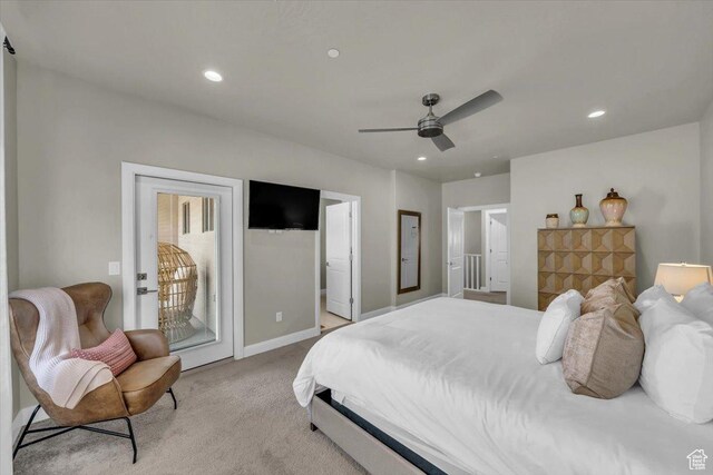 323 N 2020 W Unit 38, Hurricane, UT 84737 - carpeted bedroom featuring access to outside and ceiling fan