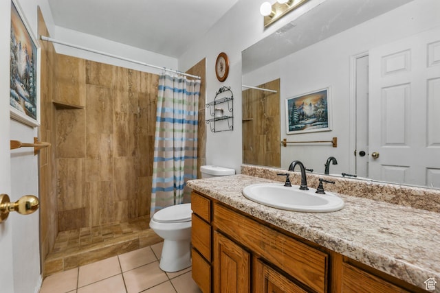 3565 E Summer Estates Cir, Cottonwood Heights, UT 84121 - bathroom featuring tile patterned flooring, vanity, curtained shower, and toilet