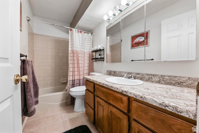 3565 E Summer Estates Cir, Cottonwood Heights, UT 84121 - full bathroom with toilet, vanity, tile patterned floors, and shower / bath combo with shower curtain