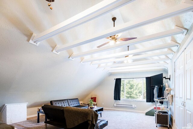 211 N 200 W, Salt Lake City, UT 84103 - living room featuring ceiling fan, carpet, and lofted ceiling