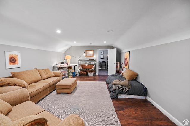 1518 E 9000 N, Preston, ID 83263 - living room featuring recessed lighting, lofted ceiling, wood finished floors, and baseboards