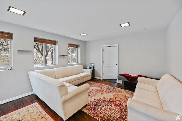 1518 E 9000 N, Preston, ID 83263 - living room with baseboards, a wealth of natural light, and dark wood-style floors