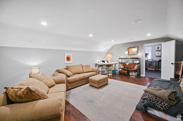 1518 E 9000 N, Preston, ID 83263 - living area featuring recessed lighting, lofted ceiling, and wood finished floors