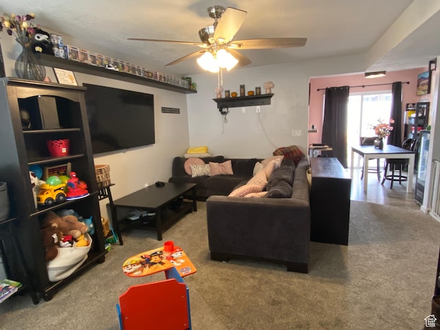 3134 S Buena Verde Ln, Magna, UT 84044 - carpeted living room featuring ceiling fan