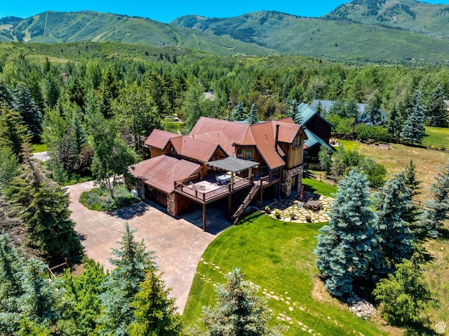 aerial view featuring a mountain view