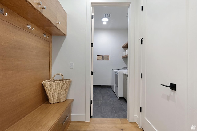 interior space with separate washer and dryer