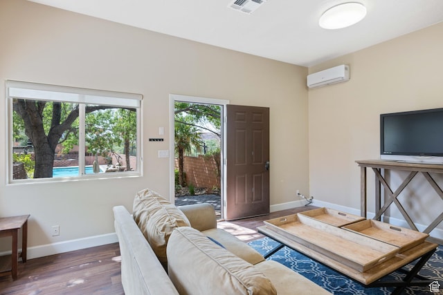 2712 S Rio Vista Dr, St George, UT 84790 - living room with dark hardwood / wood-style floors and a wall mounted AC