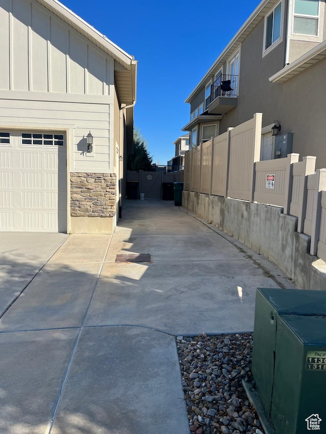 view of home's exterior featuring a garage